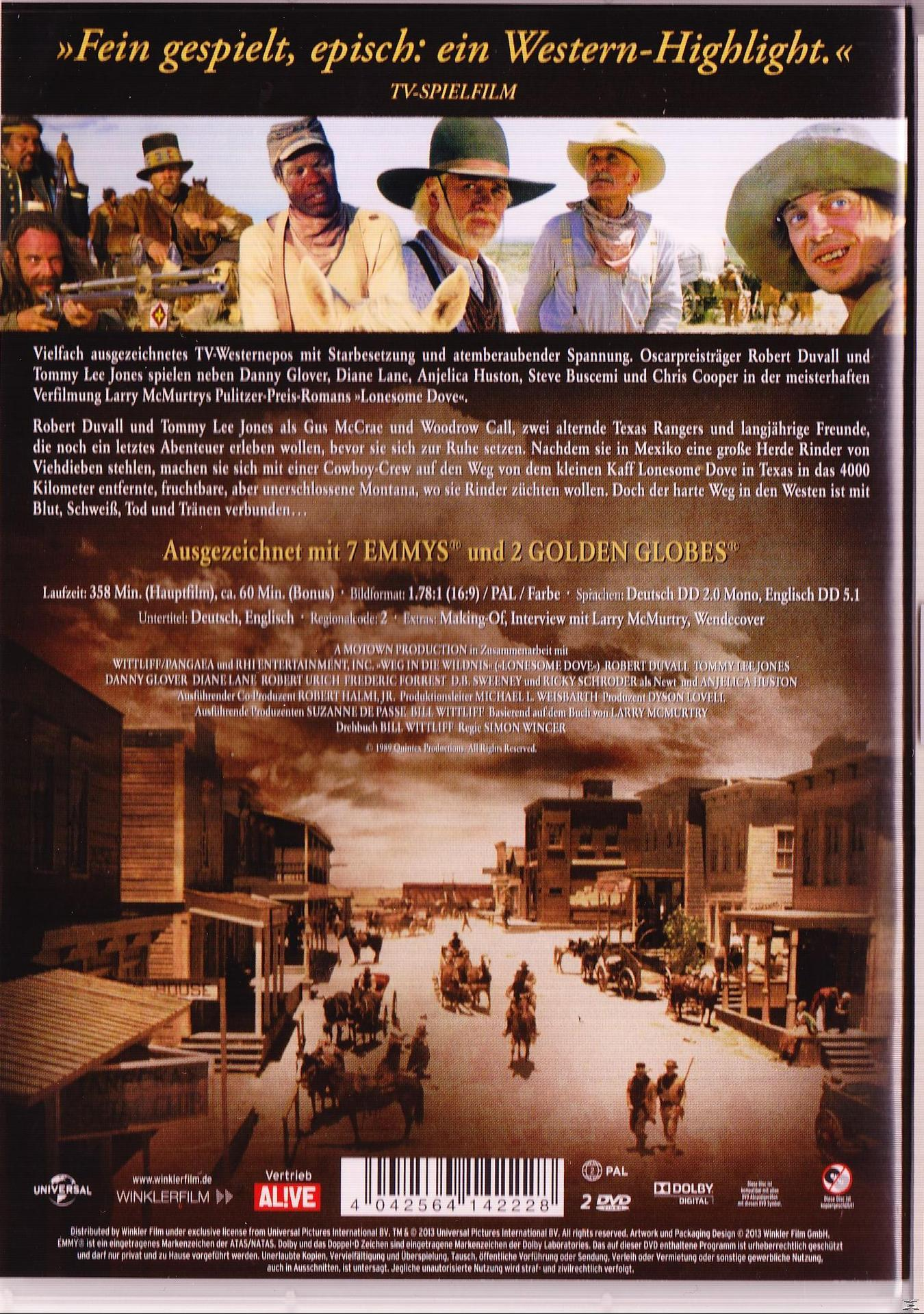 DVD-Cover eines Westernfilms mit Cowboys, Text in mehreren Sprachen, Logos.