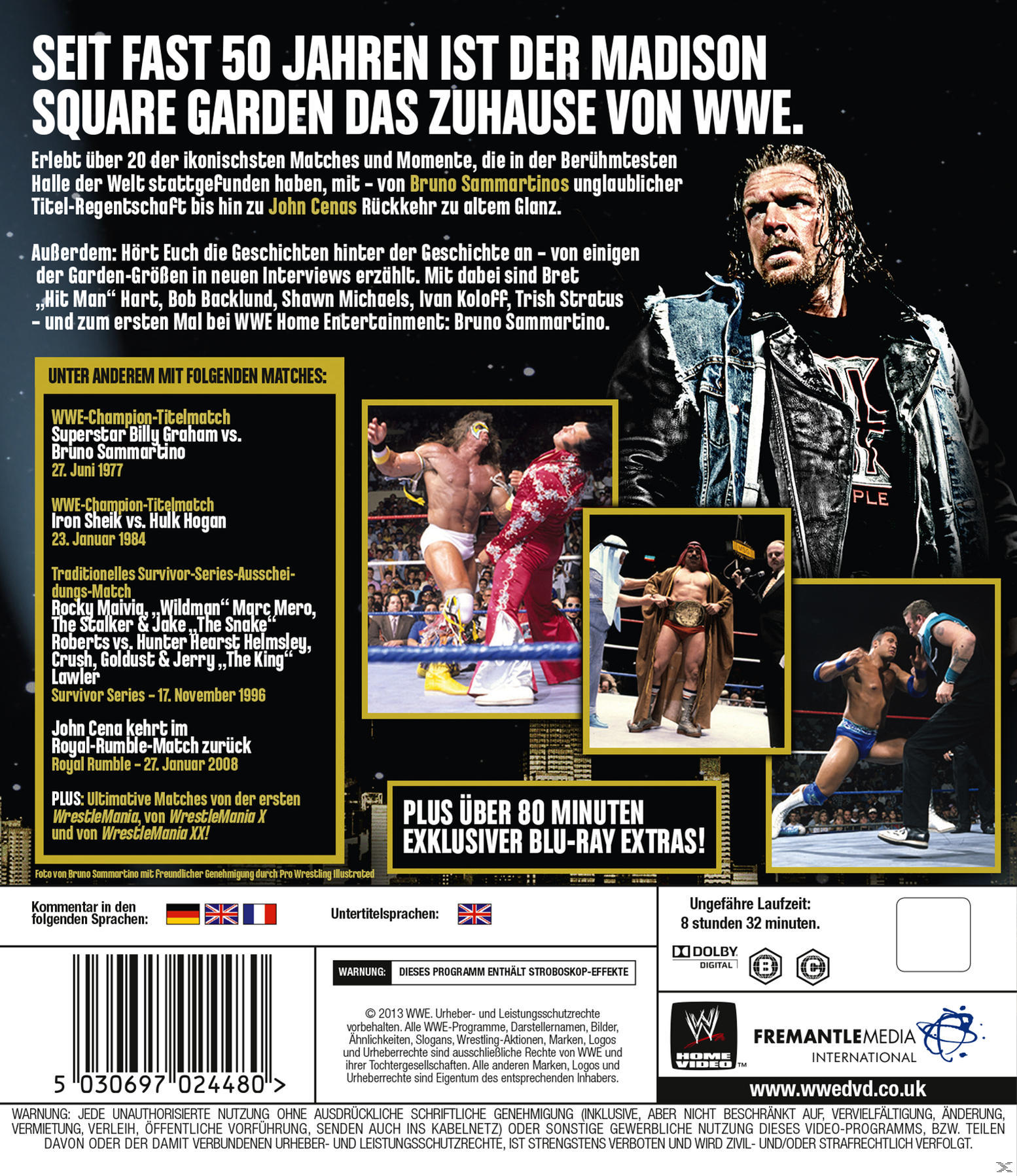 DVD-Cover mit Wrestling-Stars. Mehrere Bilder von Wrestlern mit Text auf dem Cover.