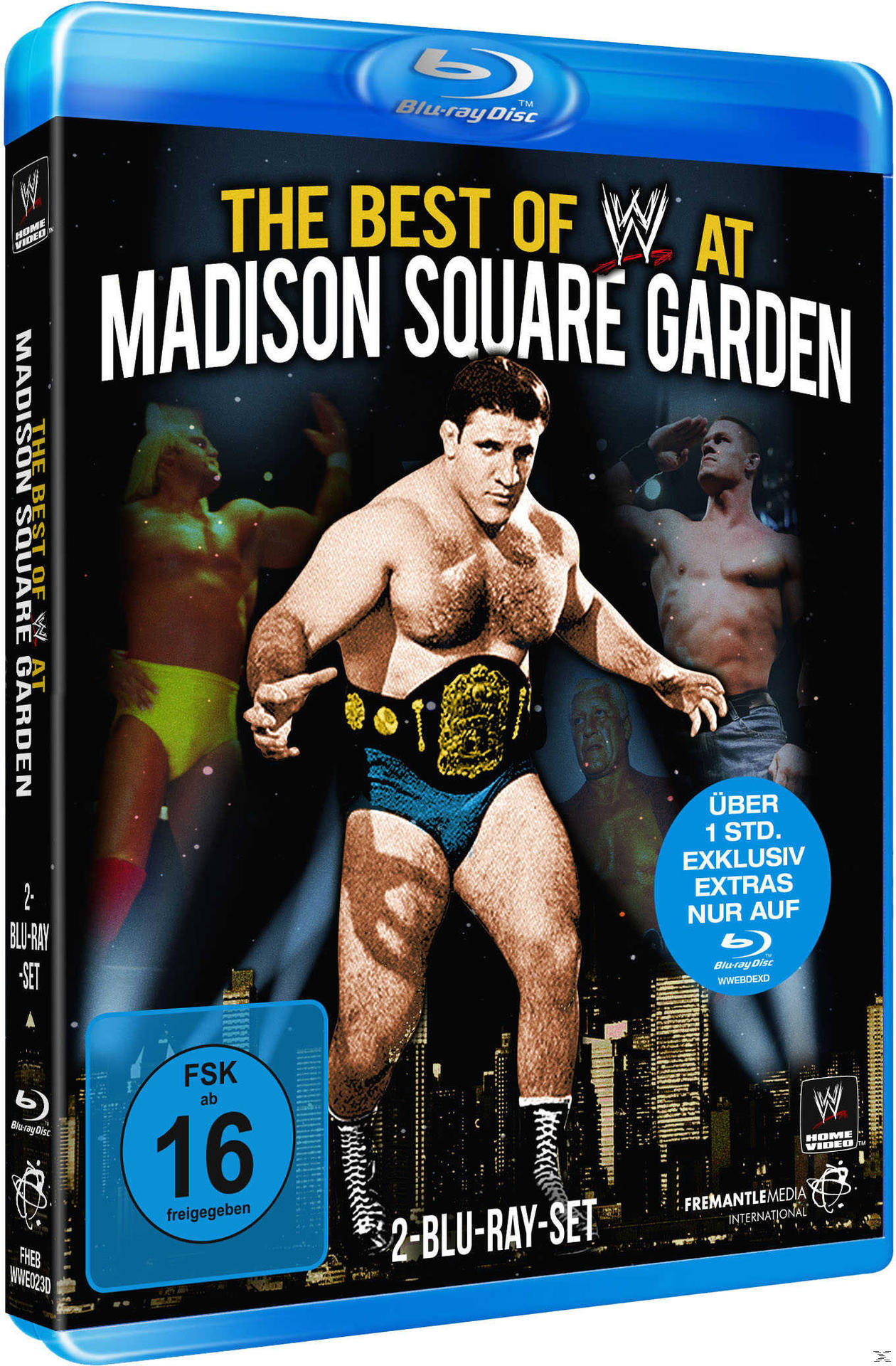 Blu-ray-Cover von WWE in Madison Square Garden mit Wrestlern.