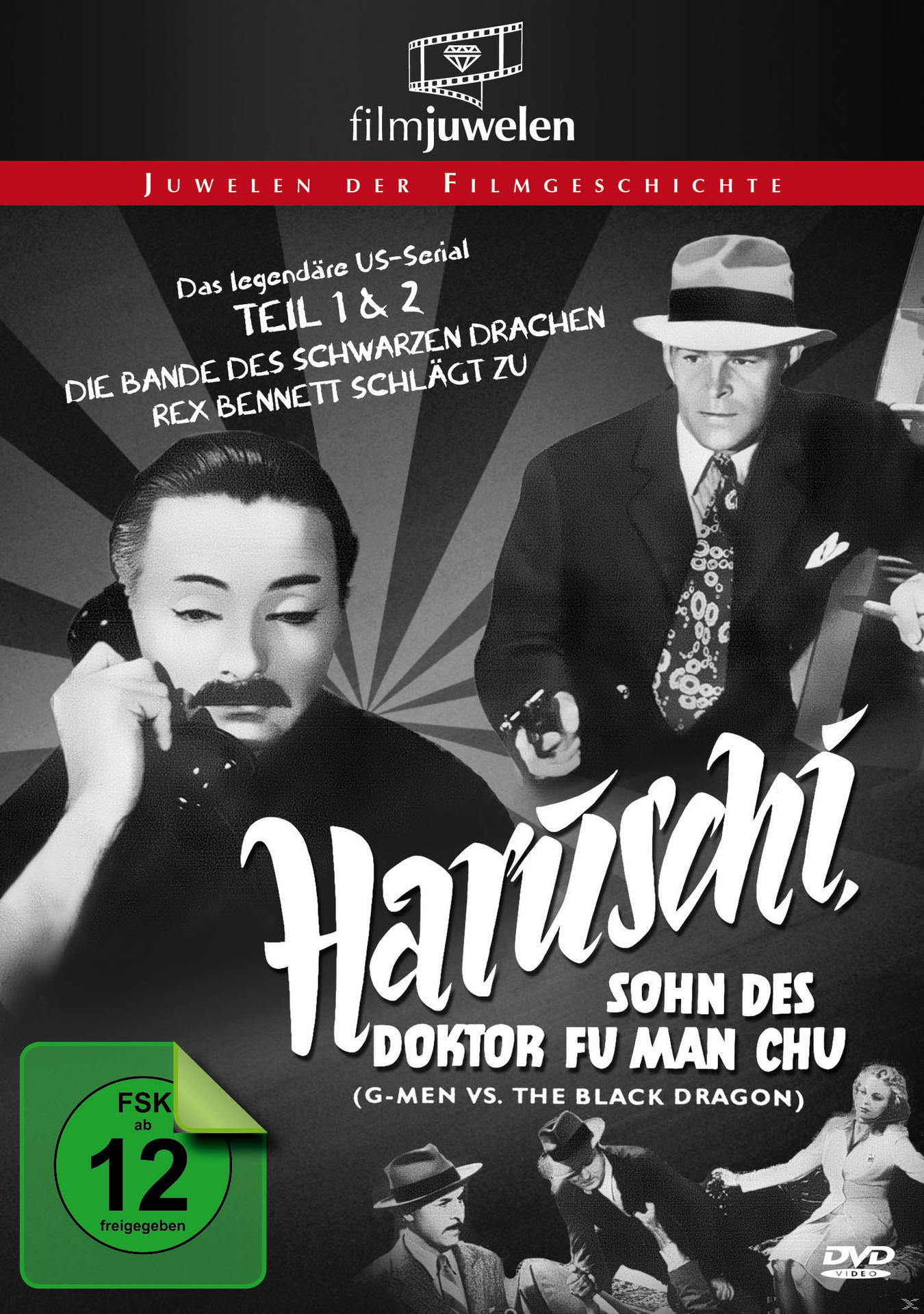 DVD-Cover eines Schwarzweißfilms. Ein Mann in Anzug und Hut. Der Titel lautet Haruschi.