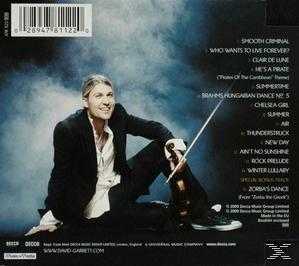 Albumcover, Rückseite. Mann mit Geige. Titelliste. Text auf Englisch.