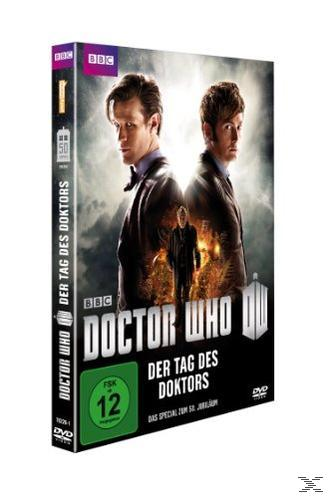 DVD-Cover von Doctor Who, mit zwei Männern in Anzügen, dem Titel der Show in großen Buchstaben.