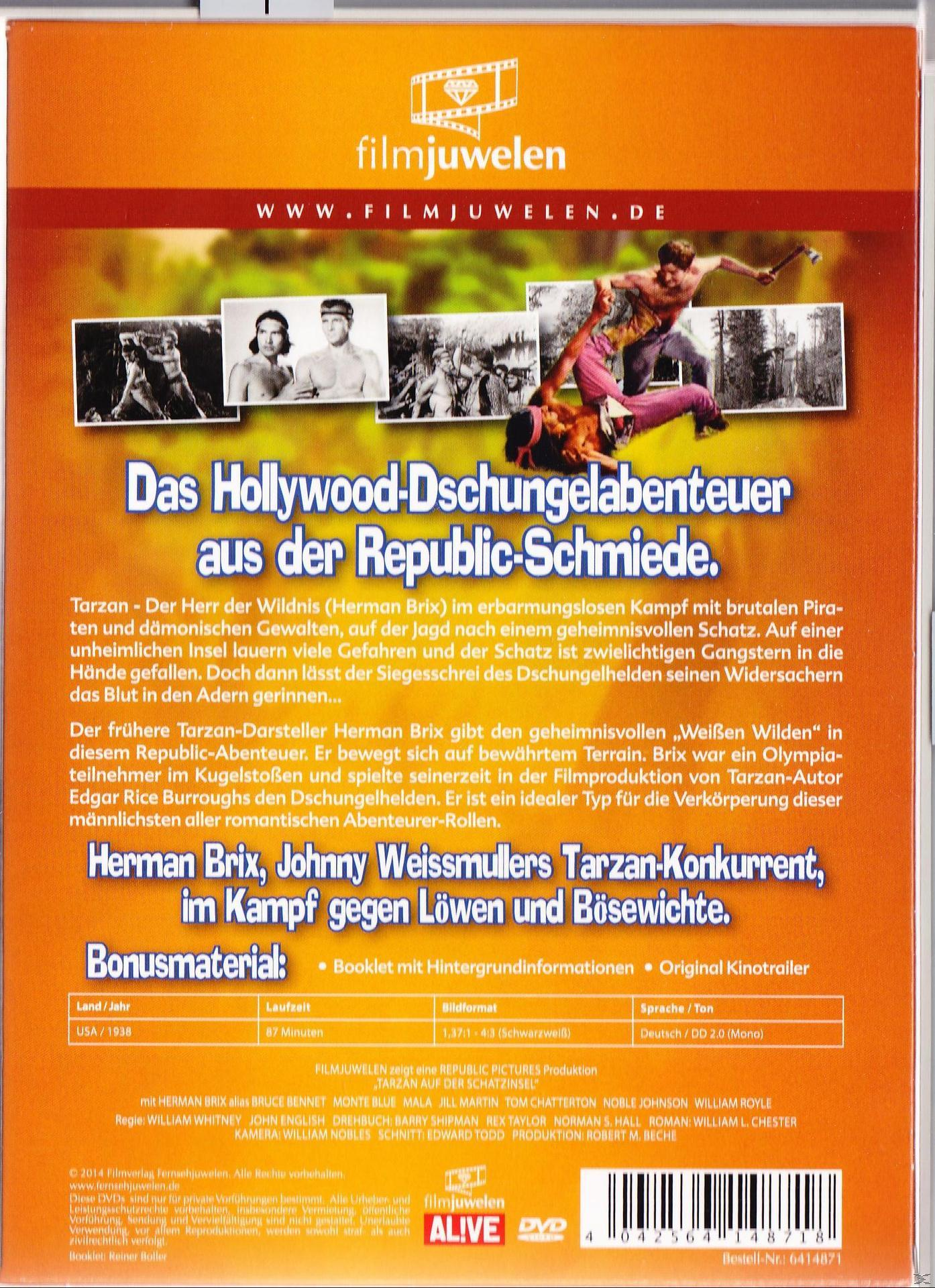 DVD-Cover mit Vintage-Filmplakat mit Männern im Dschungel, Text auf Deutsch.