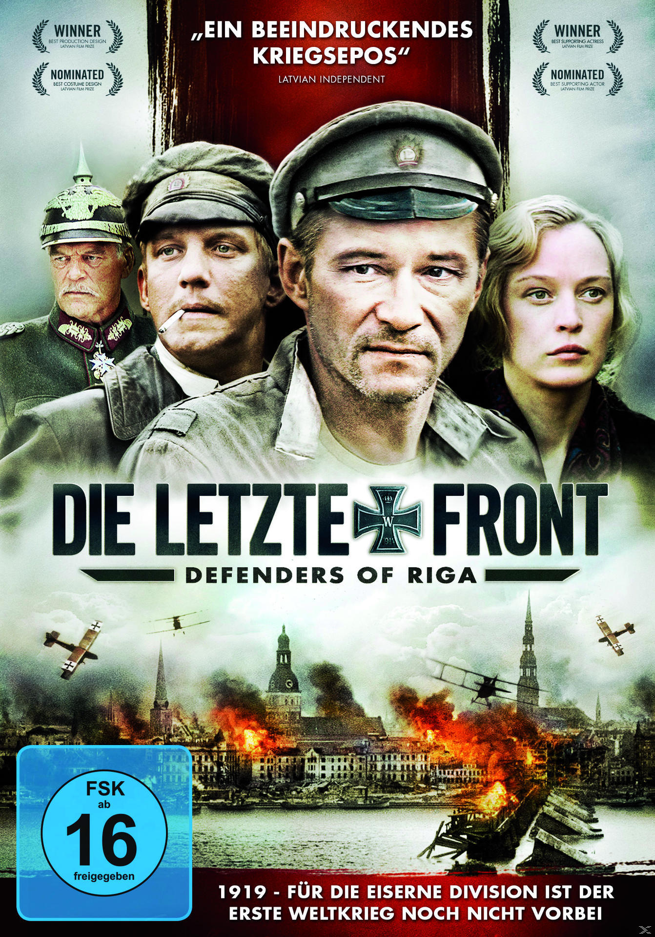 Ein Filmposter mit Porträts von Männern und einer Frau, der Titel lautet 'Die Letzte Front'.