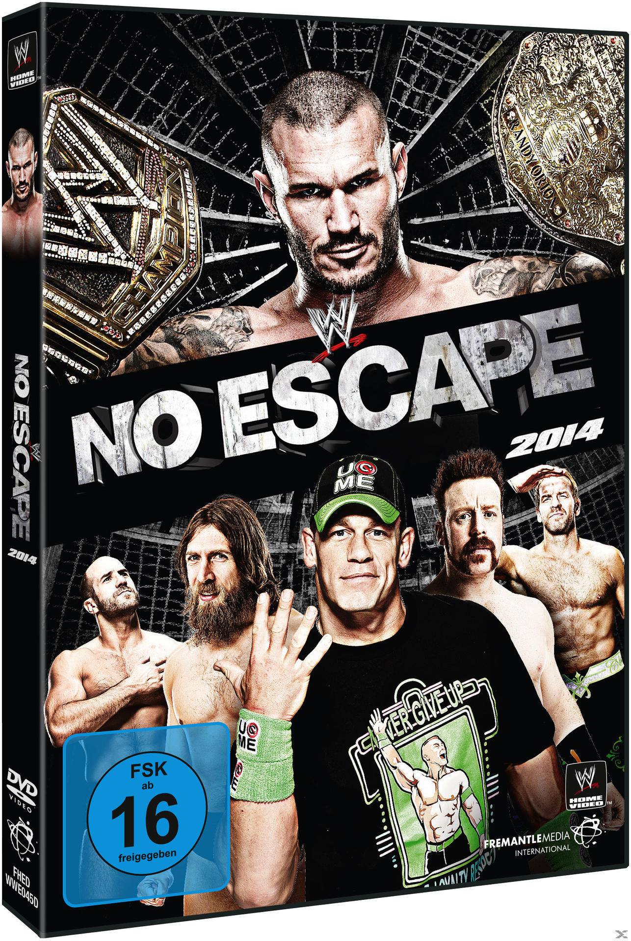 DVD-Cover für 'WWE No Escape'. Wrestler im Ring. Der Titel ist groß, mit Logos.
