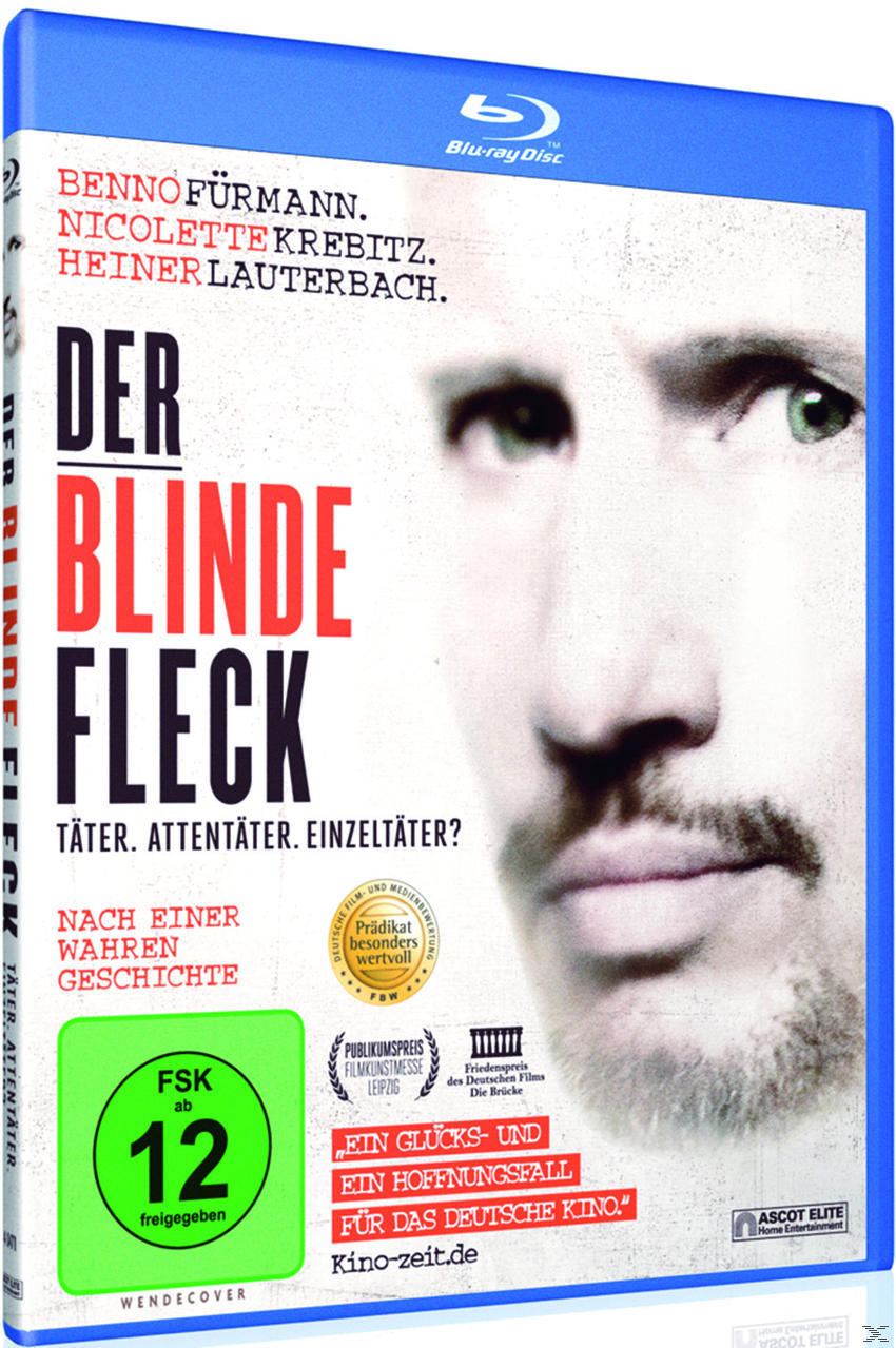 Filmcover mit dem Gesicht eines Mannes und dem deutschen Titel: "Der Blinde Fleck".