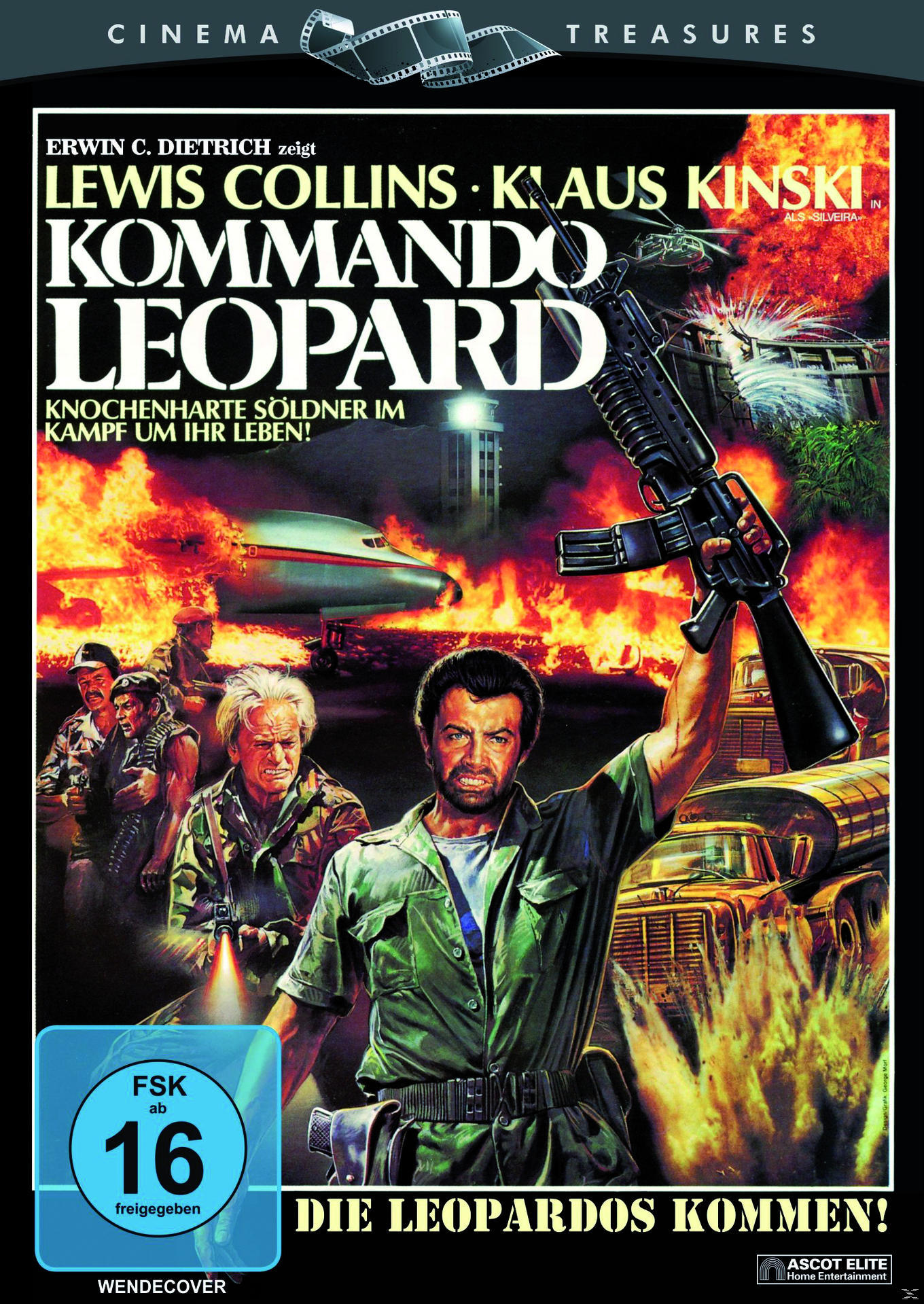 DVD-Cover. Mann hält eine Waffe mit anderen Männern. Titel: Kommando Leopard.