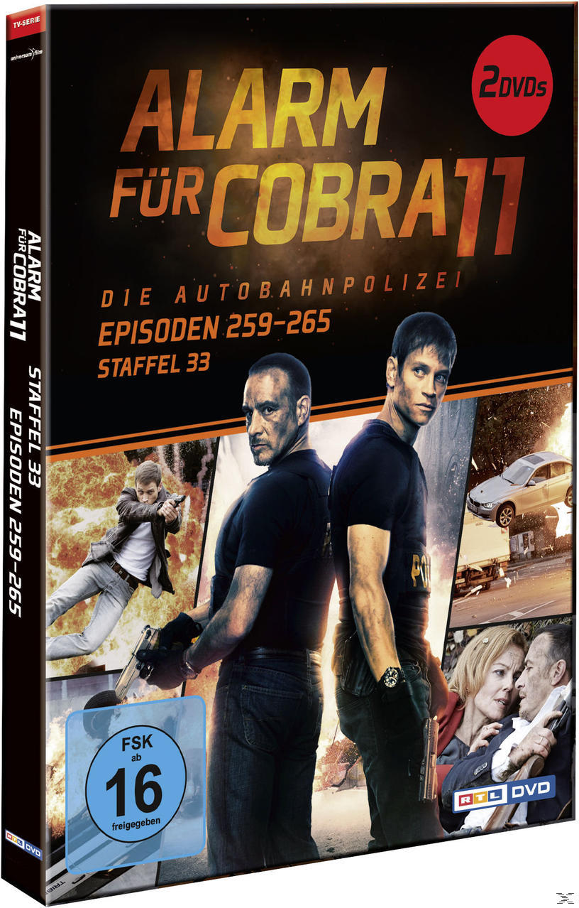 DVD-Cover für 'Alarm für Cobra 11' mit Actionszenen und Schauspielern. Enthält ein Auto.