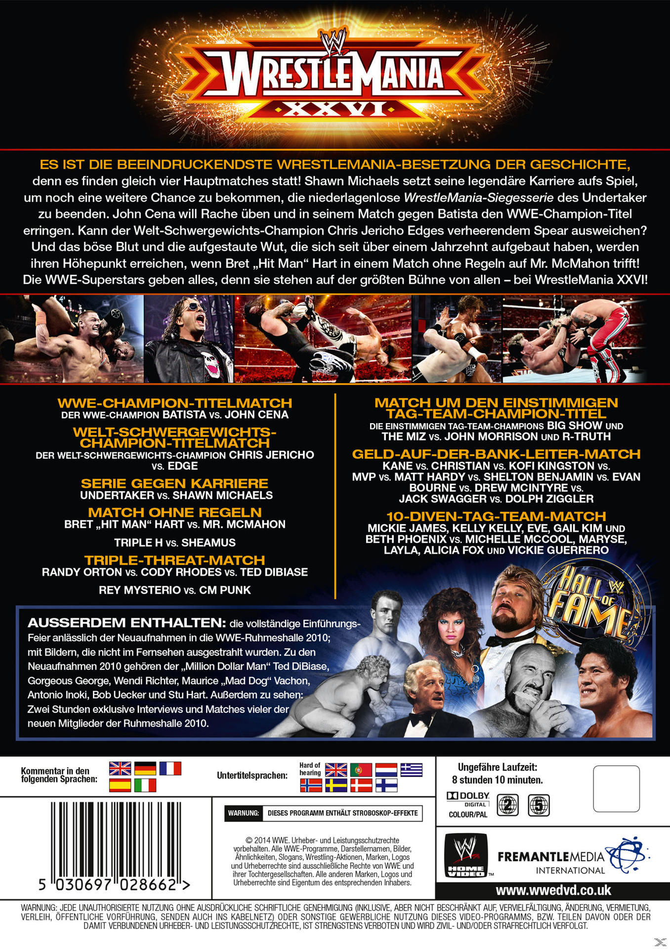 DVD-Cover mit Wrestlern, Text auf Englisch und dem WWE-Logo. Der Hintergrund ist schwarz-weiß.