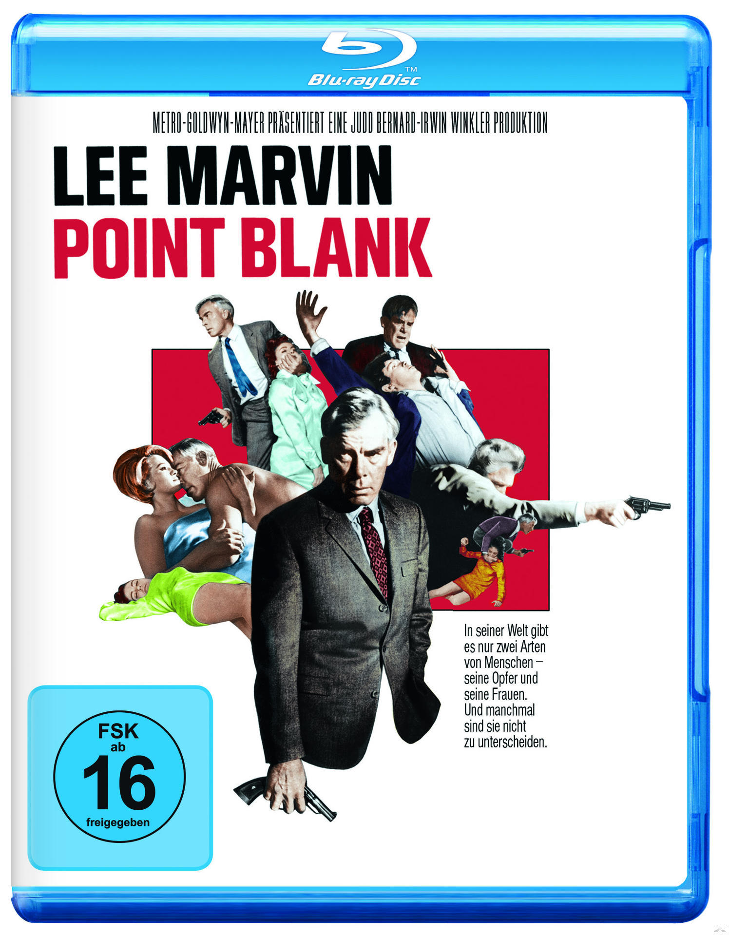 Filmposter mit einem Mann im Anzug. Titel: Point Blank. Mehrere Personen halten Waffen.