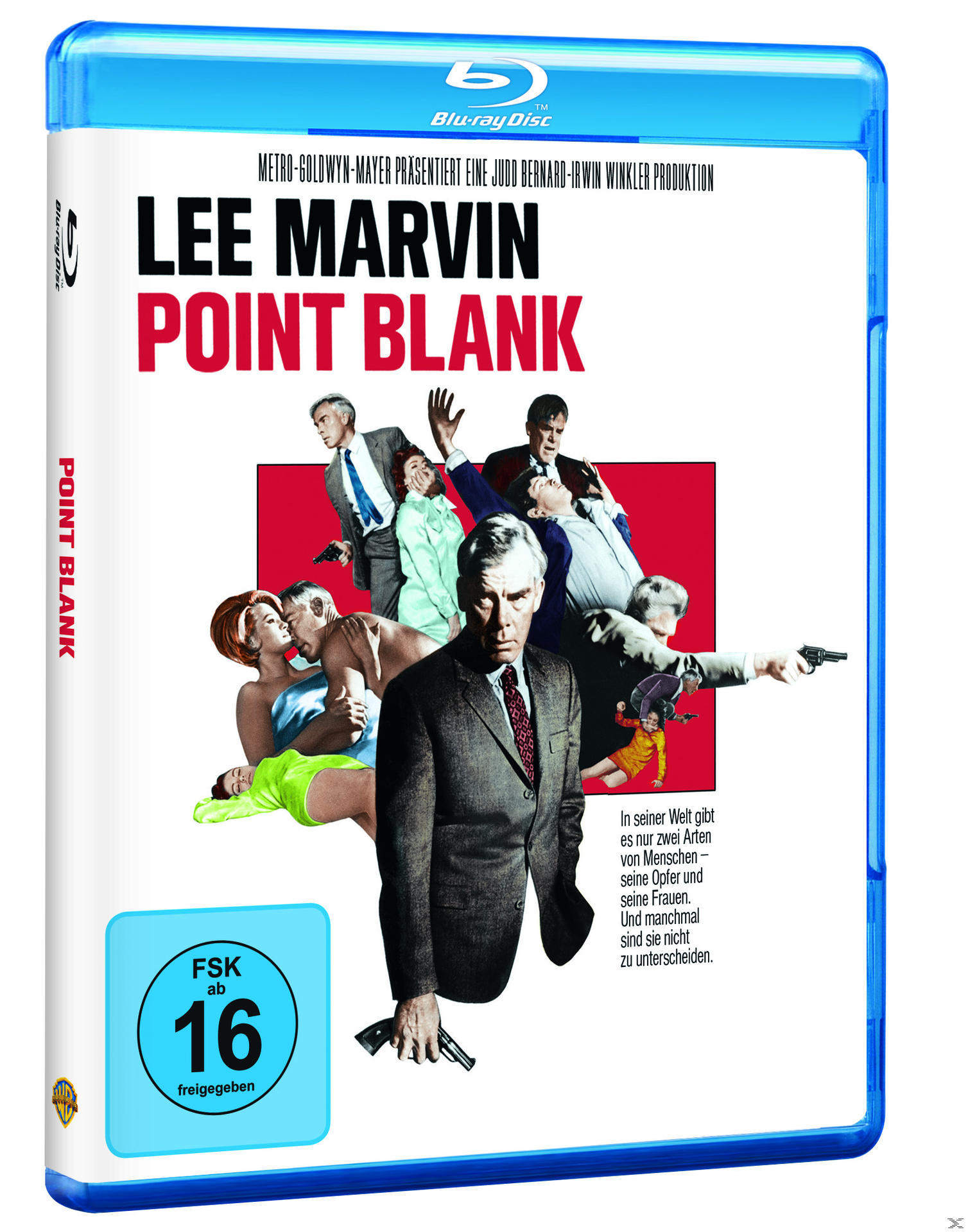 Blu-ray-Filmcover für 'Point Blank' mit Lee Marvin, mit einer Collage von Actionszenen.