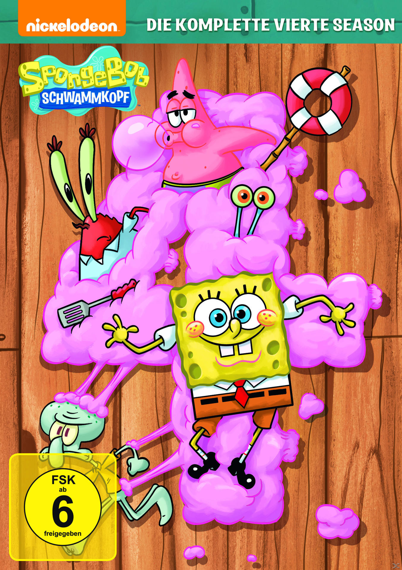 SpongeBob DVD-Cover mit Zeichentrickfiguren, Titel und farbenfrohem Design.