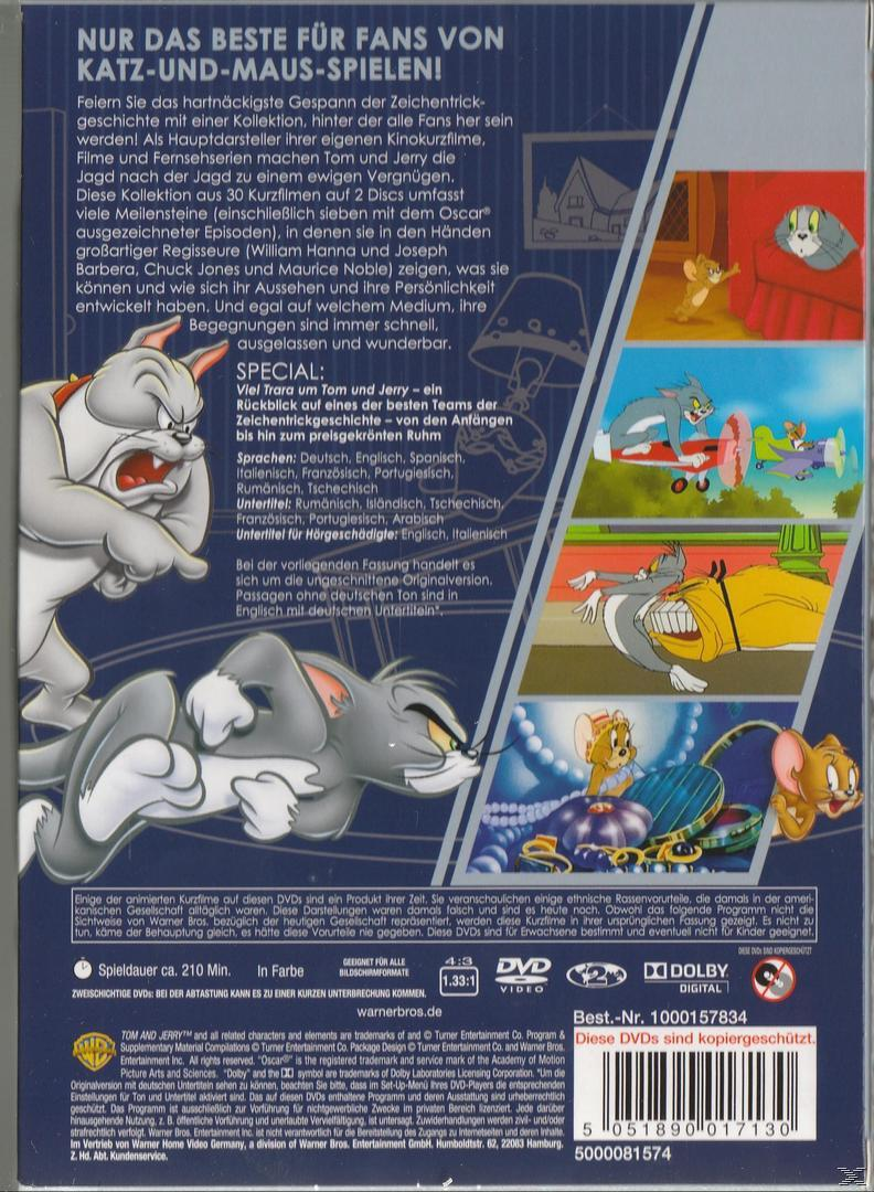 DVD-Cover des Zeichentrickfilms Tom und Jerry. Zeigt Zeichentrickfiguren mit Text über die Show.
