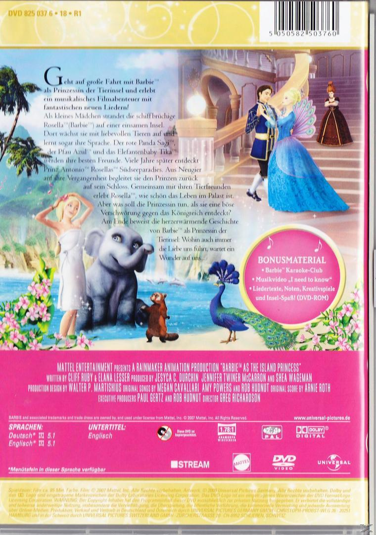 DVD-Cover eines Films mit einer Prinzessin und anderen Charakteren am Strand. Text auf Deutsch.