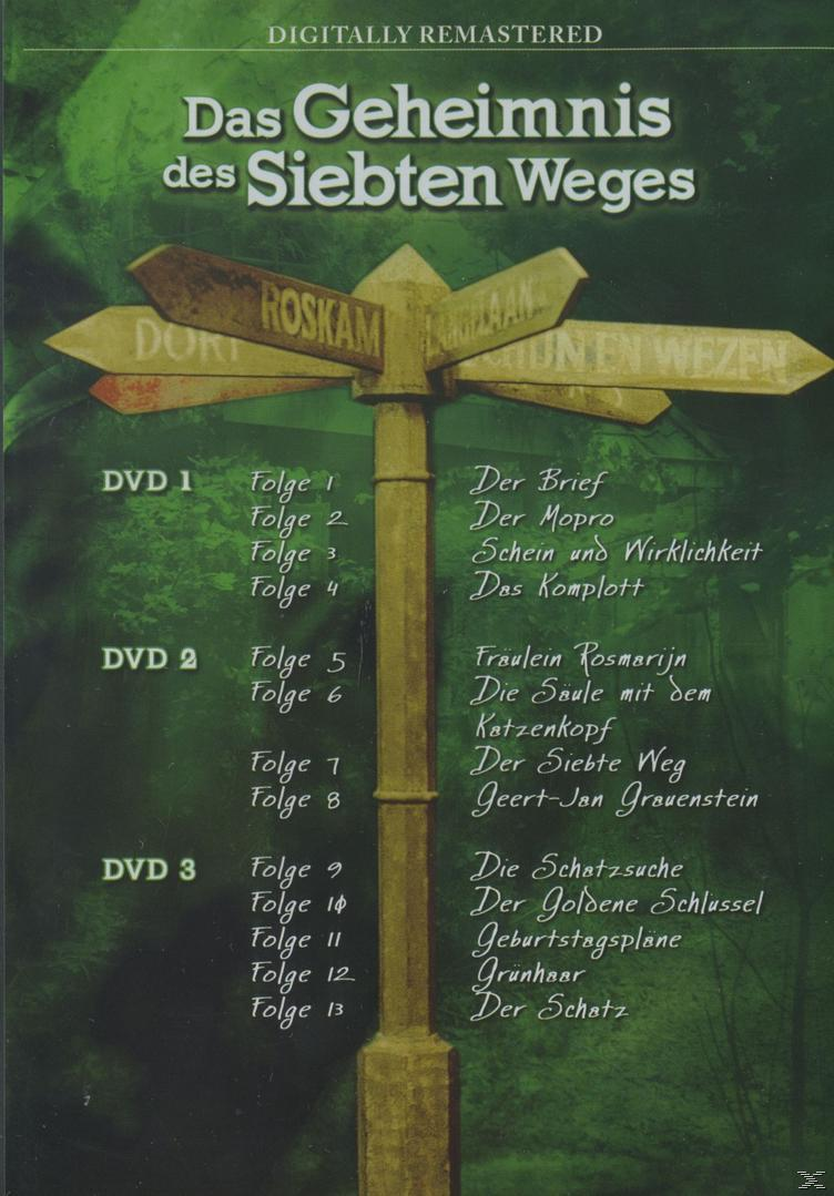 DVD-Cover: 'Das Geheimnis des Siebten Weges', ein Wegweiser mit verschiedenen Richtungsschildern.