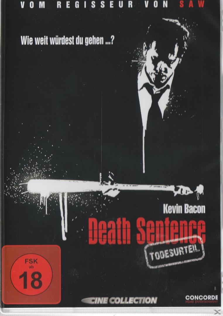 Filmposter für 'Death Sentence' mit Kevin Bacon, einem Männergesicht und einer blutigen Waffe.