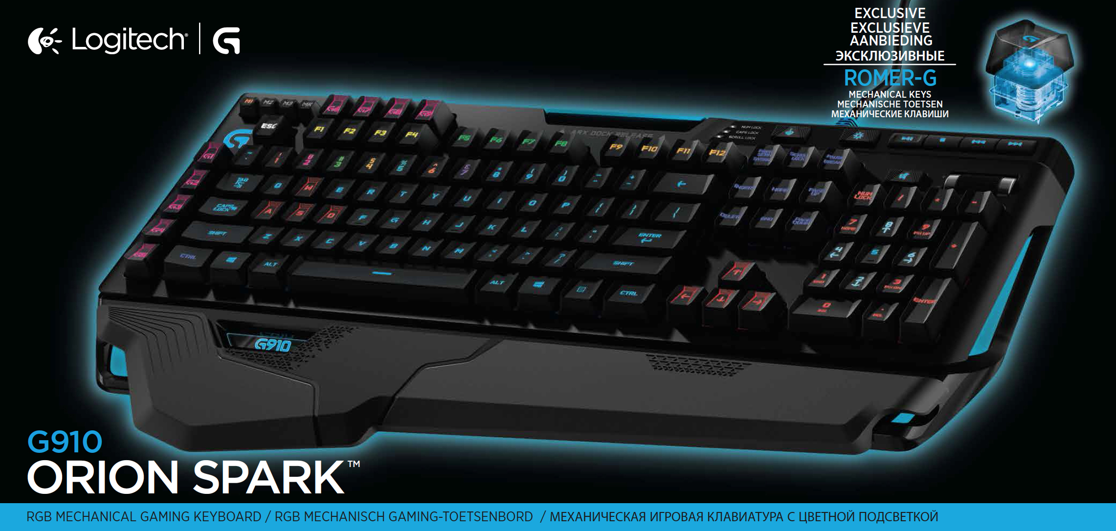 LOGITECH G910 Orion Spark, Tastatur, kabelgebunden, Schwarz