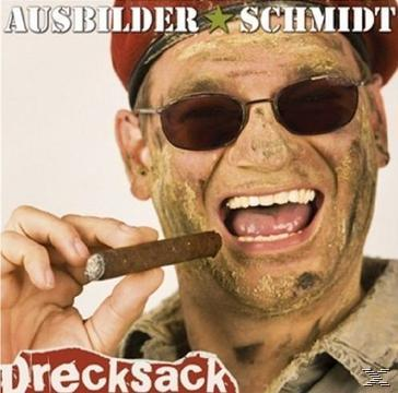 DVD-Cover: Mann mit Schmutz im Gesicht, Zigarre. Text: Ausbilder Schmidt, Drecksack.