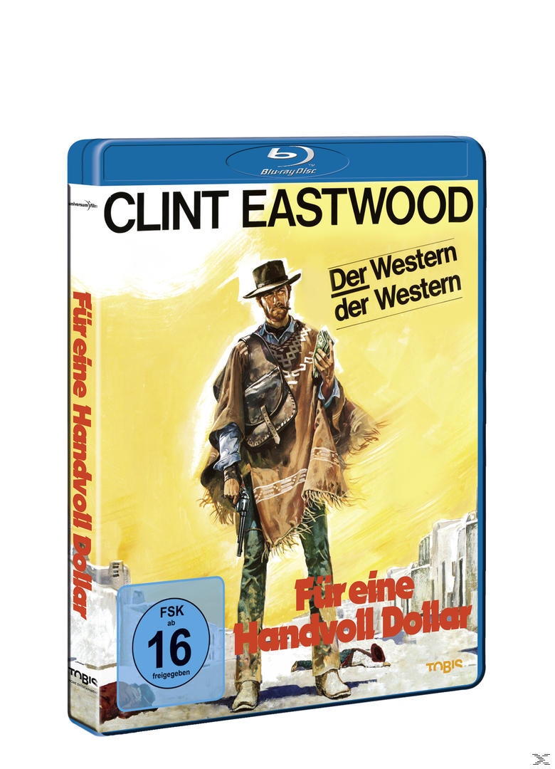 Blu-ray Disc-Cover mit Clint Eastwood. Titel auf Deutsch: 'Für eine Handvoll Dollar'.