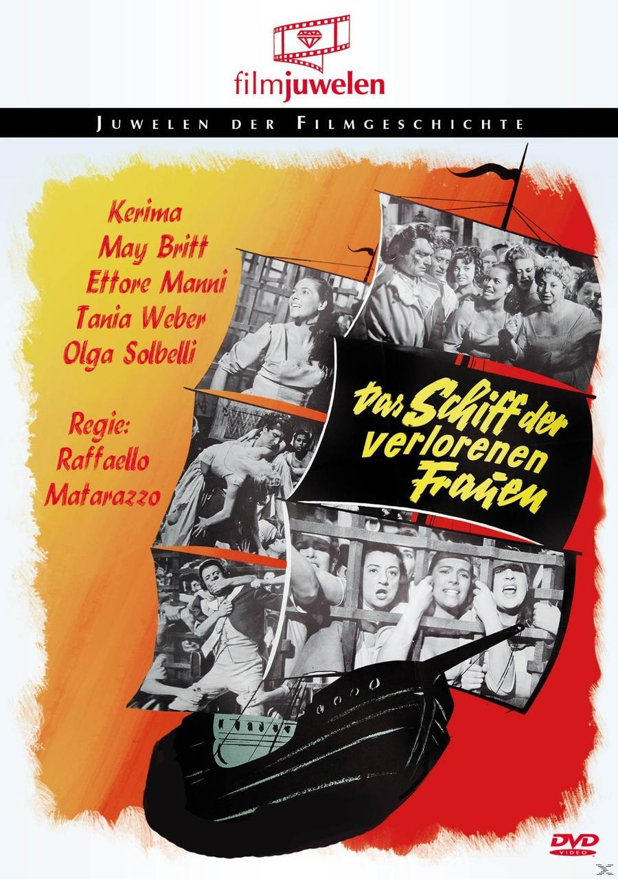 Filmposter: Ein Schiff mit vielen Menschen an Bord. Text auf Deutsch. Roter und oranger Hintergrund.