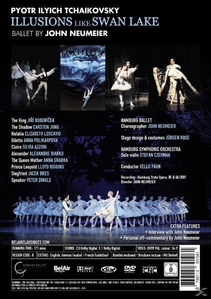 DVD-Cover: Ballettszene-Bilder. Der Text 'Illusions Like Swan Lake' steht oben. Der Hintergrund ist dunkel.
