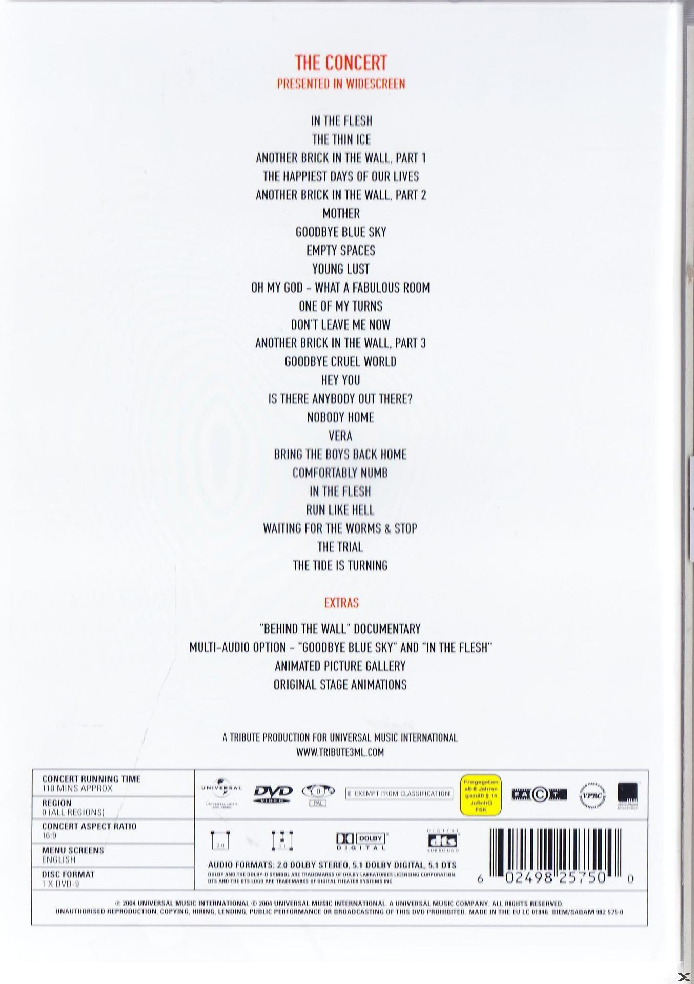 DVD-Cover. Text überlagert auf schwarzem Hintergrund. Liste der Songs.