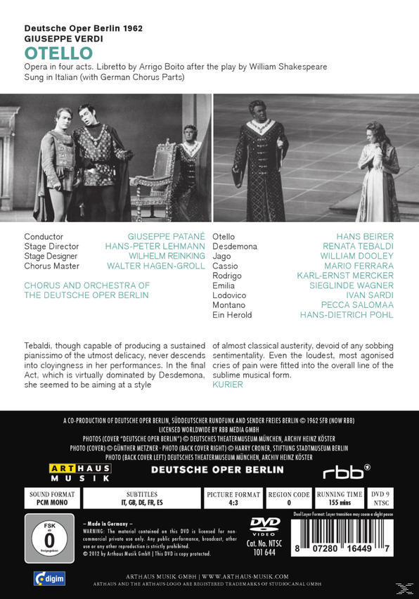 Deutschen Chor Der - Der Otello - (DVD) Oper VARIOUS, Oper Berlin Orchester Deutschen Berlin,