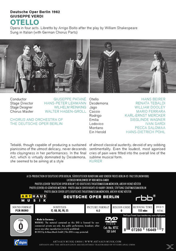 VARIOUS, Chor Der Deutschen Oper Berlin, Orchester Der Deutschen Oper Berlin - Otello  - (DVD)