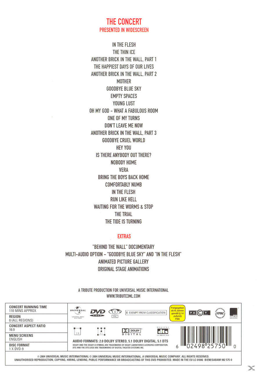 Rückseite einer DVD mit einer Liste von Songs und Credits.