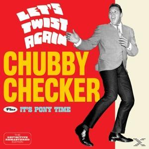 Albumcover mit Chubby Checker beim Tanzen und den Worten 'Let's Twist Again'.