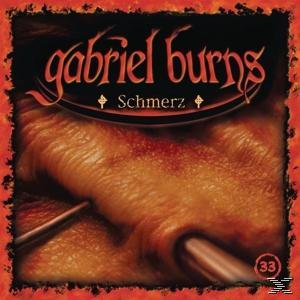CD-Cover mit Nahaufnahme von Haut mit einer Nadel, die sie durchsticht, Gabriel Burns Titel.