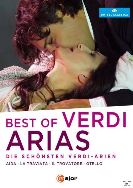 DVD-Cover für 'Best of Verdi Arias' mit einem küssenden Paar und Operntext.