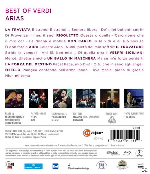 CD-Cover. Lila Text auf weißem Hintergrund. Text lautet: Best of Verdi Arias.