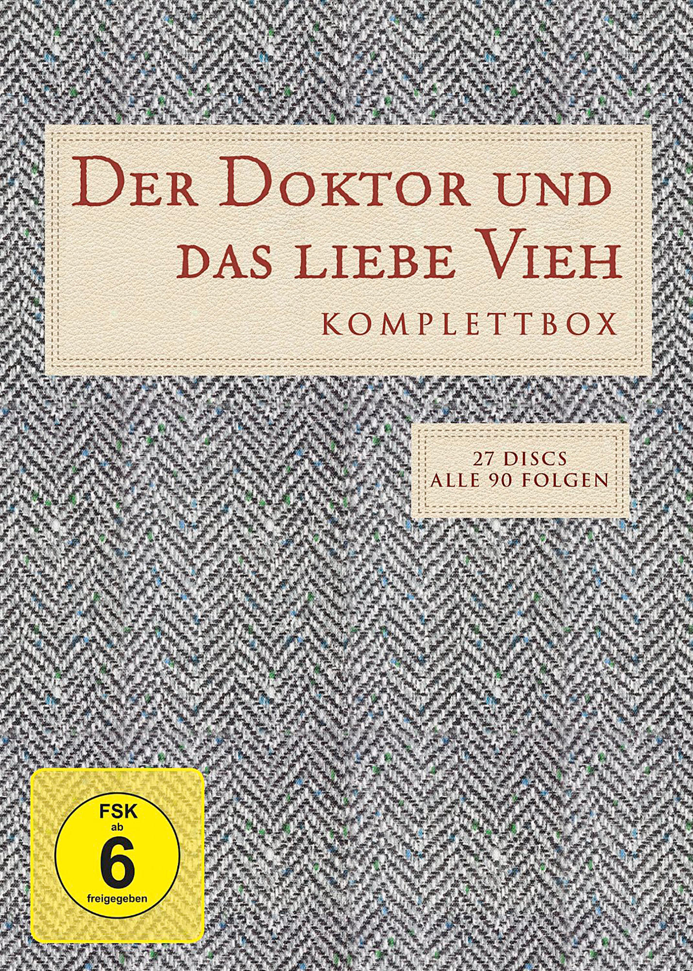 DVD-Cover mit gemustertem Hintergrund, Titel: Der Doktor und das liebe Vieh.
