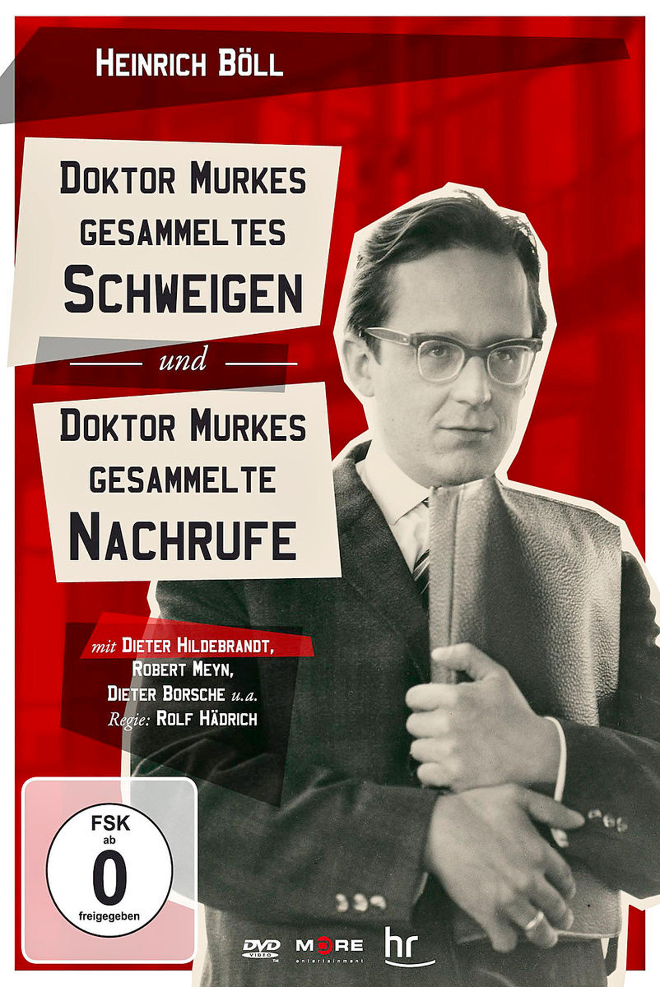 DVD-Cover: Ein Mann mit Brille und Anzug hält ein Buch mit rotem Hintergrund und Text.