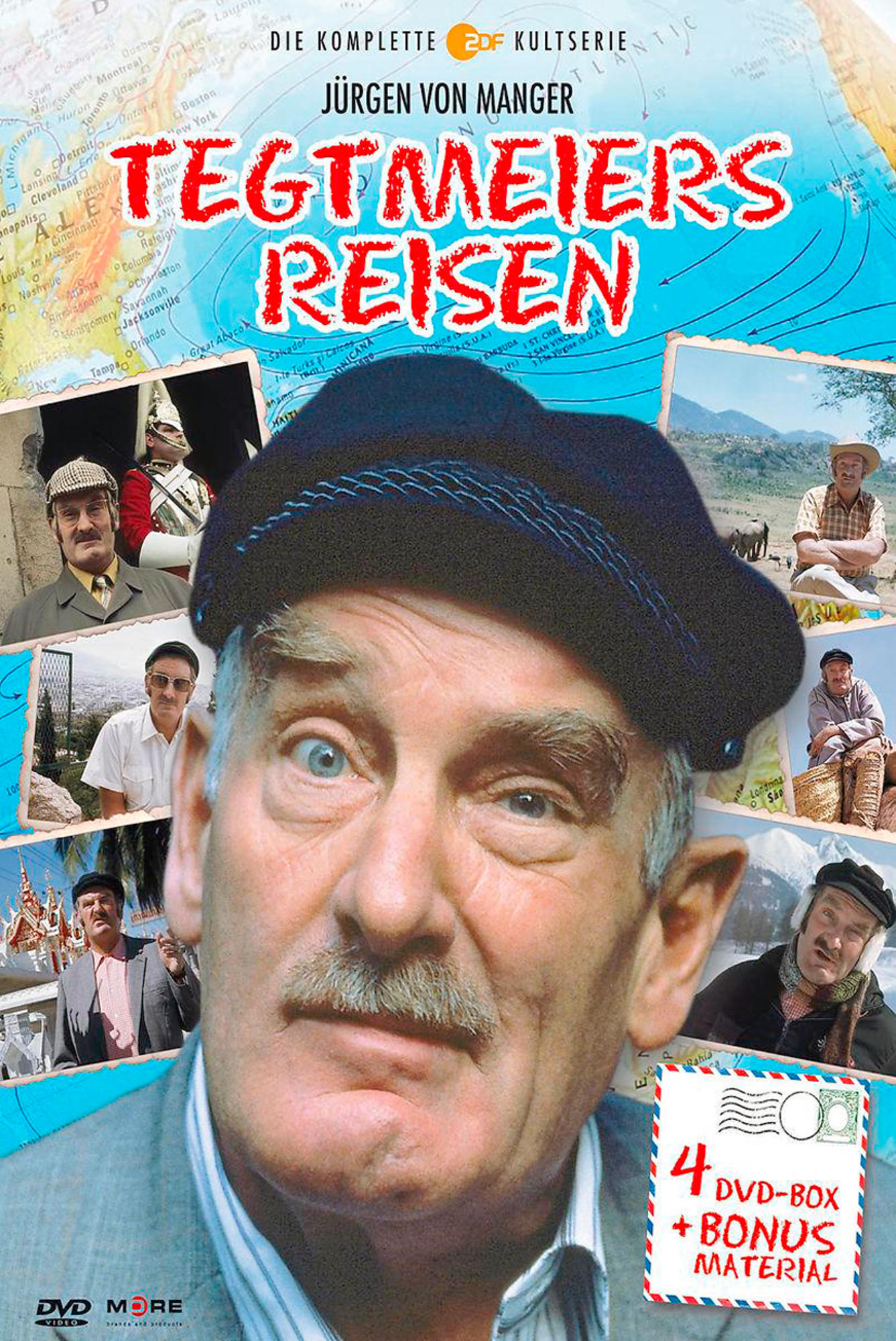 Ein Mann mit Schnurrbart. Das DVD-Cover trägt den Text "Tegtmeiers Reisen".