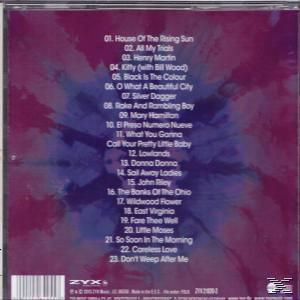 CD-Rückseite mit Titelliste. Lila-blauer Farbverlauf im Hintergrund. Text in Weiß.