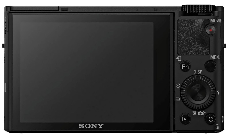 Dos d'appareil photo noir. Il possède un écran et divers boutons et molettes de commande.