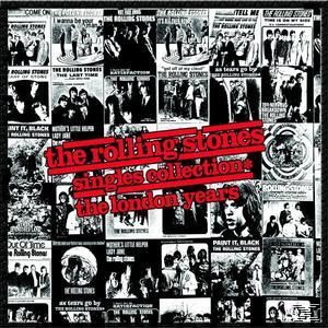 Albumcover zeigt eine Collage von The Rolling Stones Albumcovern mit rotem Text.
