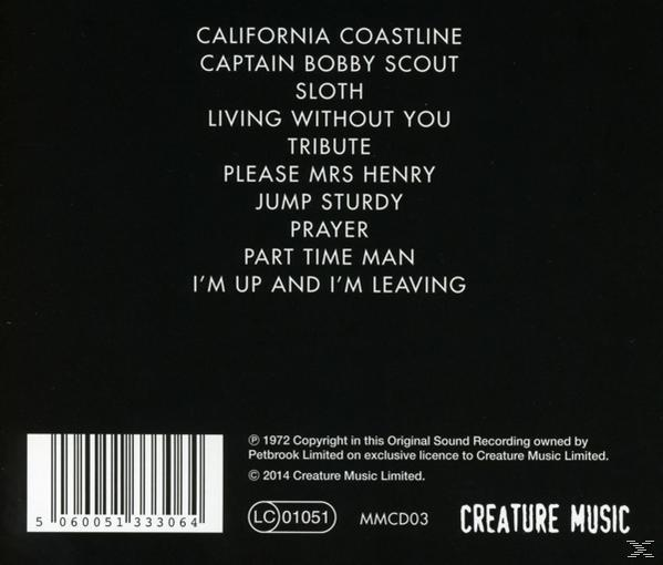 Albumcover: Trackliste, Barcode, Creature Music, schwarzer Hintergrund.