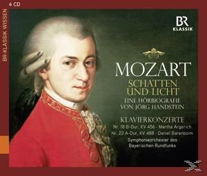 CD-Cover mit einem Porträt von Mozart. Es hat einen roten Rand mit Text und einem goldenen Emblem.