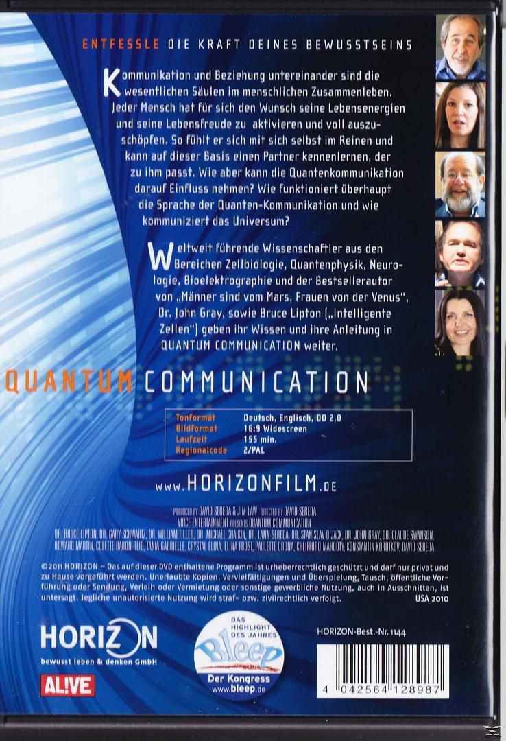 DVD-Cover mit Text über Quantenkommunikation. Enthält Fotos von Personen und Text, der den Inhalt der DVD beschreibt.