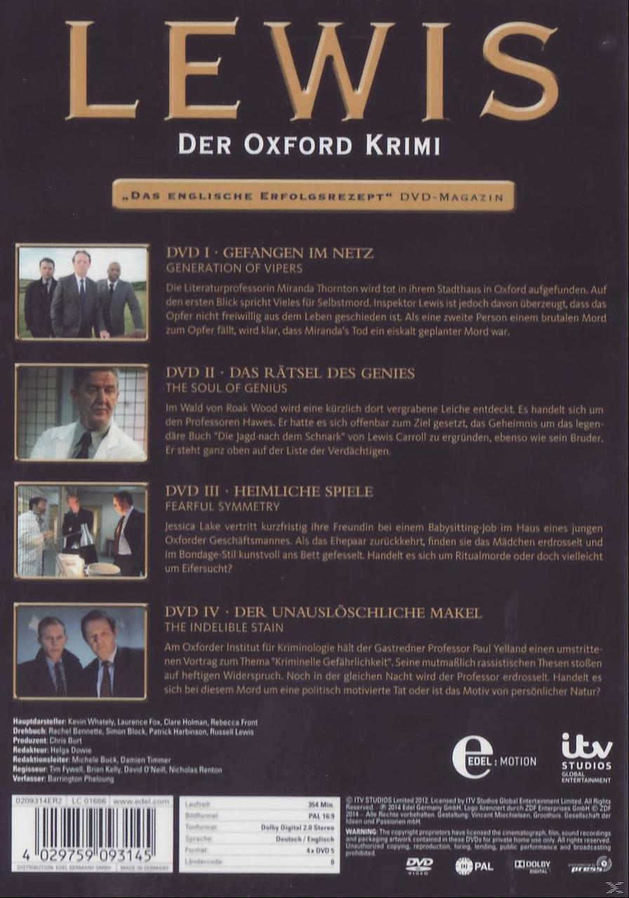 Lewis: The Oxford Murders DVD. Text und Bilder von Leuten in Anzügen auf schwarzem Hintergrund.