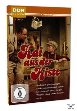 DVD-Cover von 'Kai aus der Kiste'. Ein Mann und ein Junge befinden sich in einem Raum. Titel in roten Buchstaben.