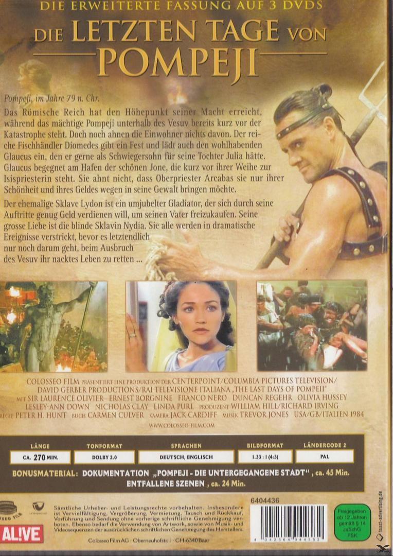 DVD-Cover: Die letzten Tage von Pompeji. Zeigt Schauspieler und Filmdetails.