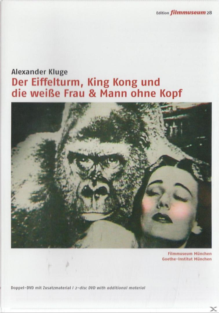 DVD-Cover: King Kong mit einer Frau. Titel 'Der Eiffelturm, King Kong und die weiße Frau & Mann ohne Kopf'.