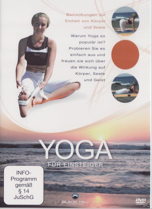 DVD-Cover mit einer Frau, die Yoga-Posen macht, und Text.
