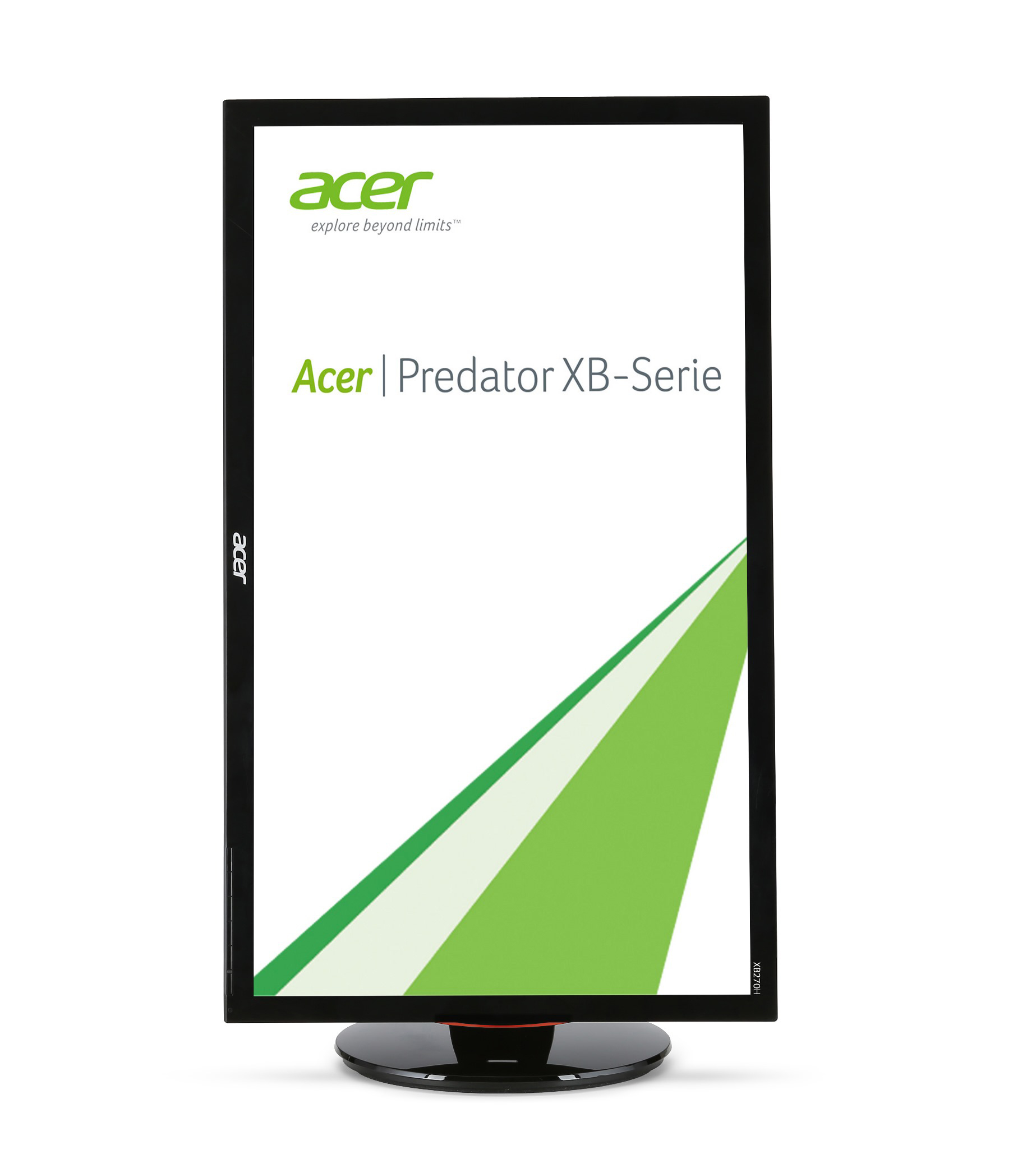 Acer Predator XB-Serie Monitor. Schwarzer Rahmen, weißer Hintergrund und Acer-Logo.