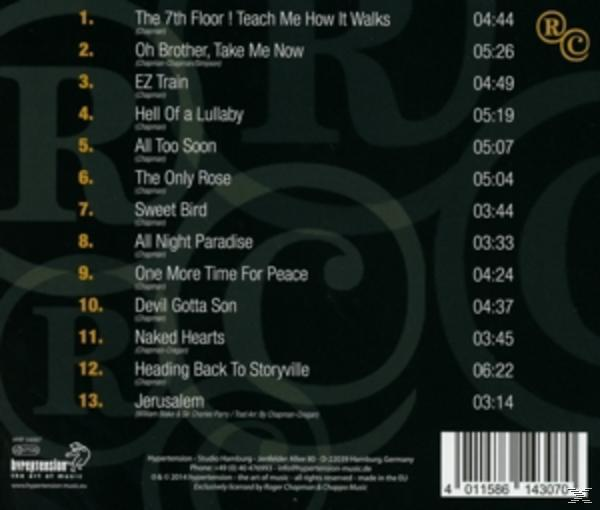 CD-Rückseite mit Titelliste und Text.