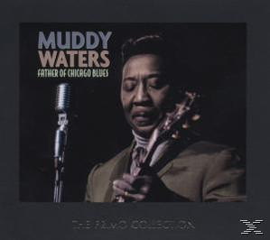 Albumcover: Ein Mann mit Gitarre und Mikrofon. Text: Muddy Waters, Father of Chicago Blues.